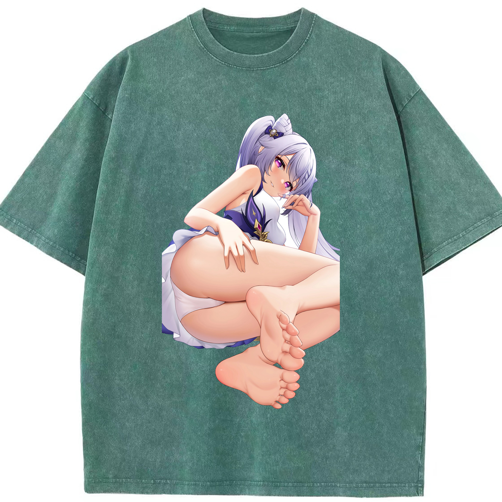 げんし神 刻晴 こくせい genshin Kokusei 綿100% ヴィンテージ風 半袖Tシャツ（フロントプリント）